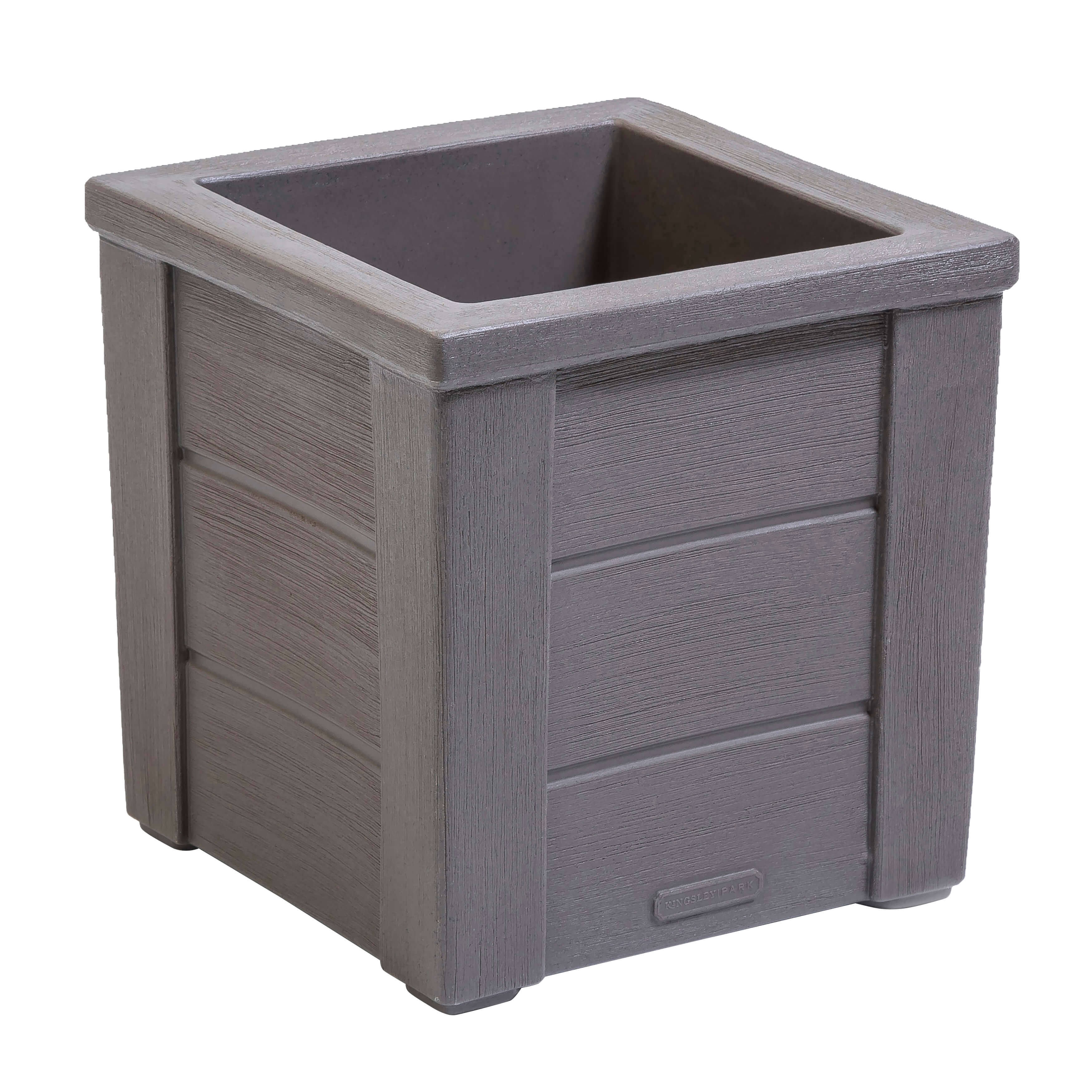 Step2 Lakewood Jardinière - Pot de Fleurs   Jardinière Balcon ne se fend pas et ne rouille pas - Cèdre foncé - Plastique rotomoulé - 40 x 40 x 40,6 cm