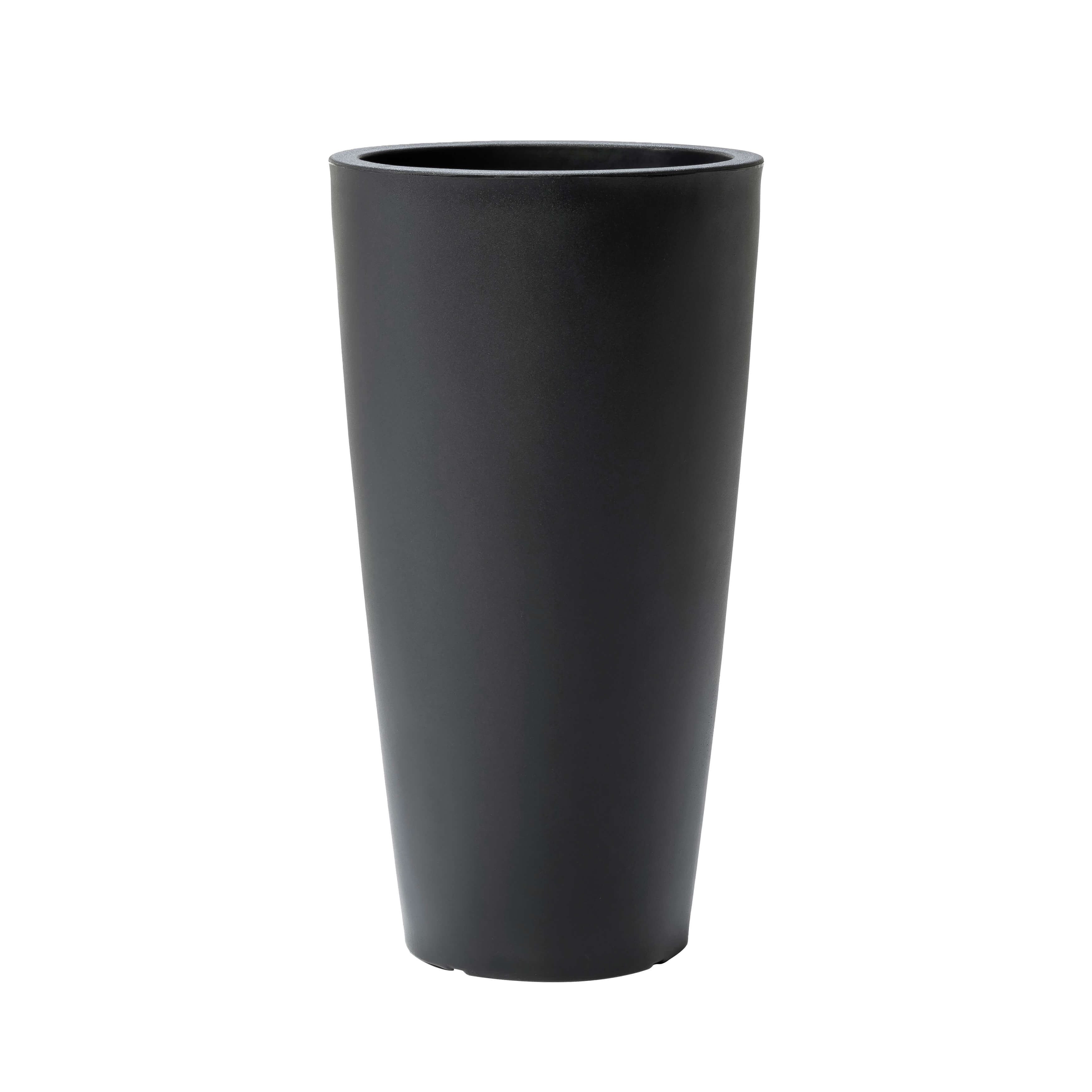 Step2 Tremont Pot de Fleur - Rond et Grand - Onyx noir   38,1 x 38,1 x 71,1 cm   Jardinière Balcon Léger et Facile à déplacer - Plastique rotomoulé