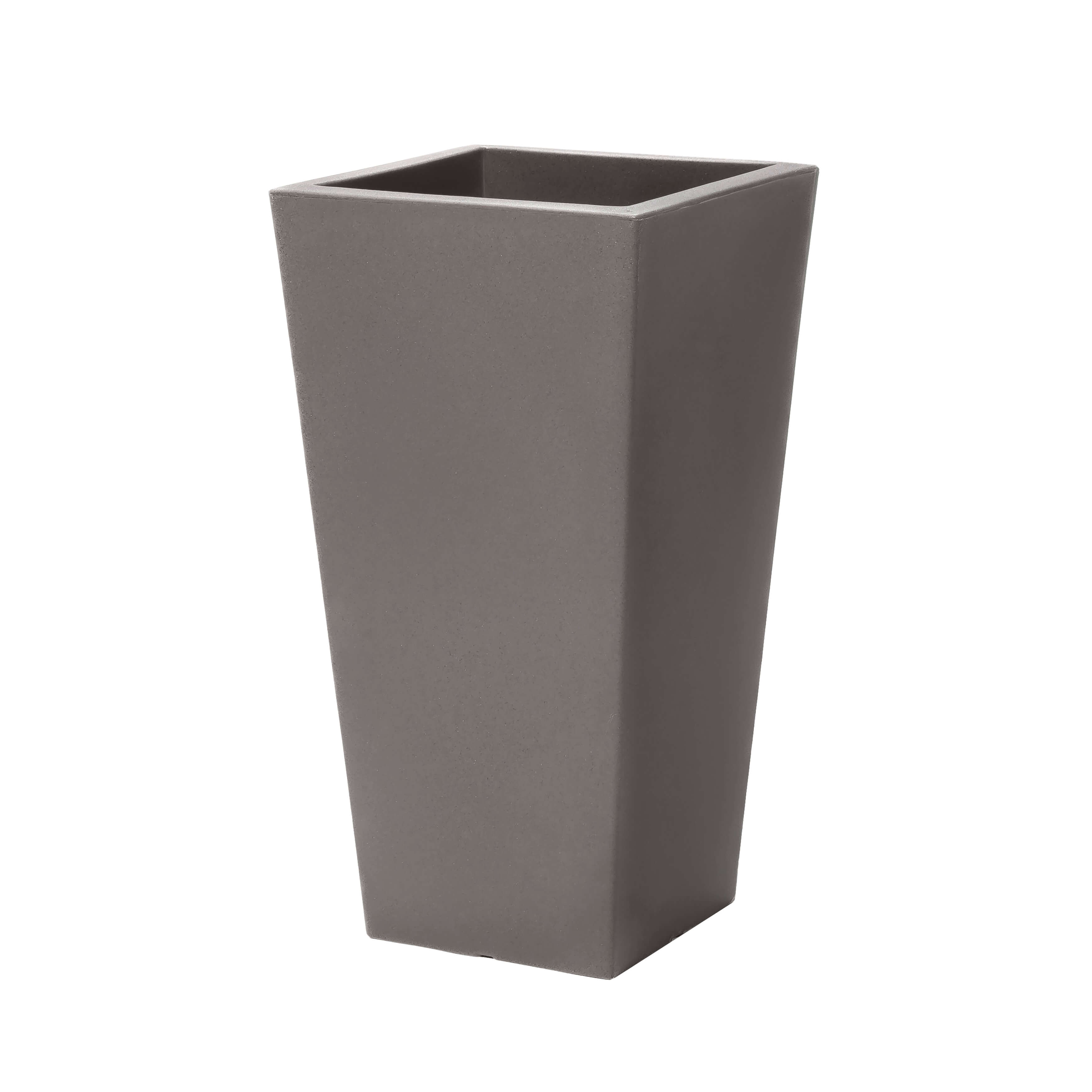 Step2 Tremont Pot de Fleur - Carré et Grand - Cèdre Foncé - 38,1 x 38,1 x 71,1 cm   Jardinière Balcon Léger et Facile à déplacer - Plastique rotomoulé