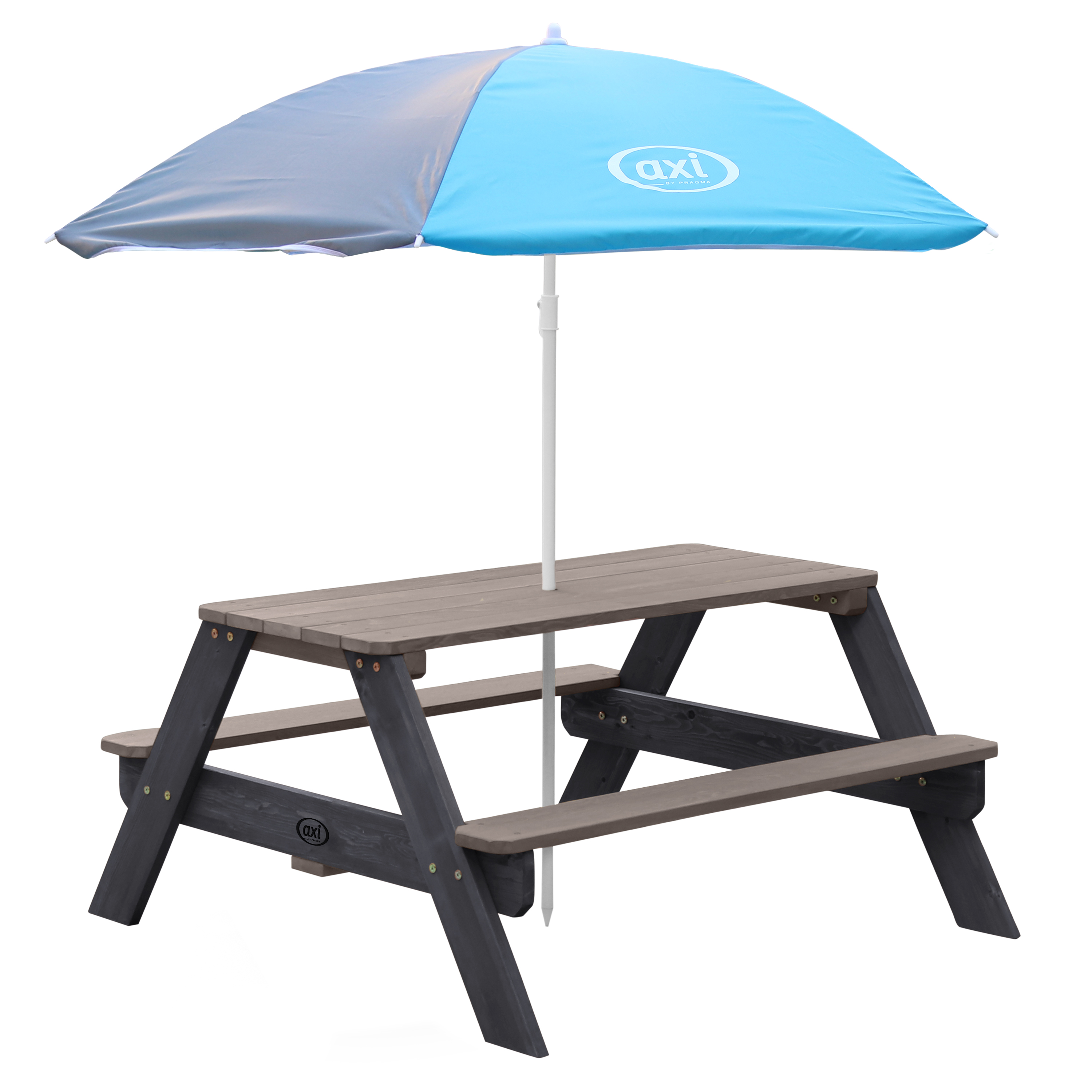 AXI Nick Table Pique Nique avec Parasol Anthracite & Gris   95 x 97 x 48 cm - Table de Pique Nique Enfant pour le Jardin, Table Picnic, Table Picnic Bois