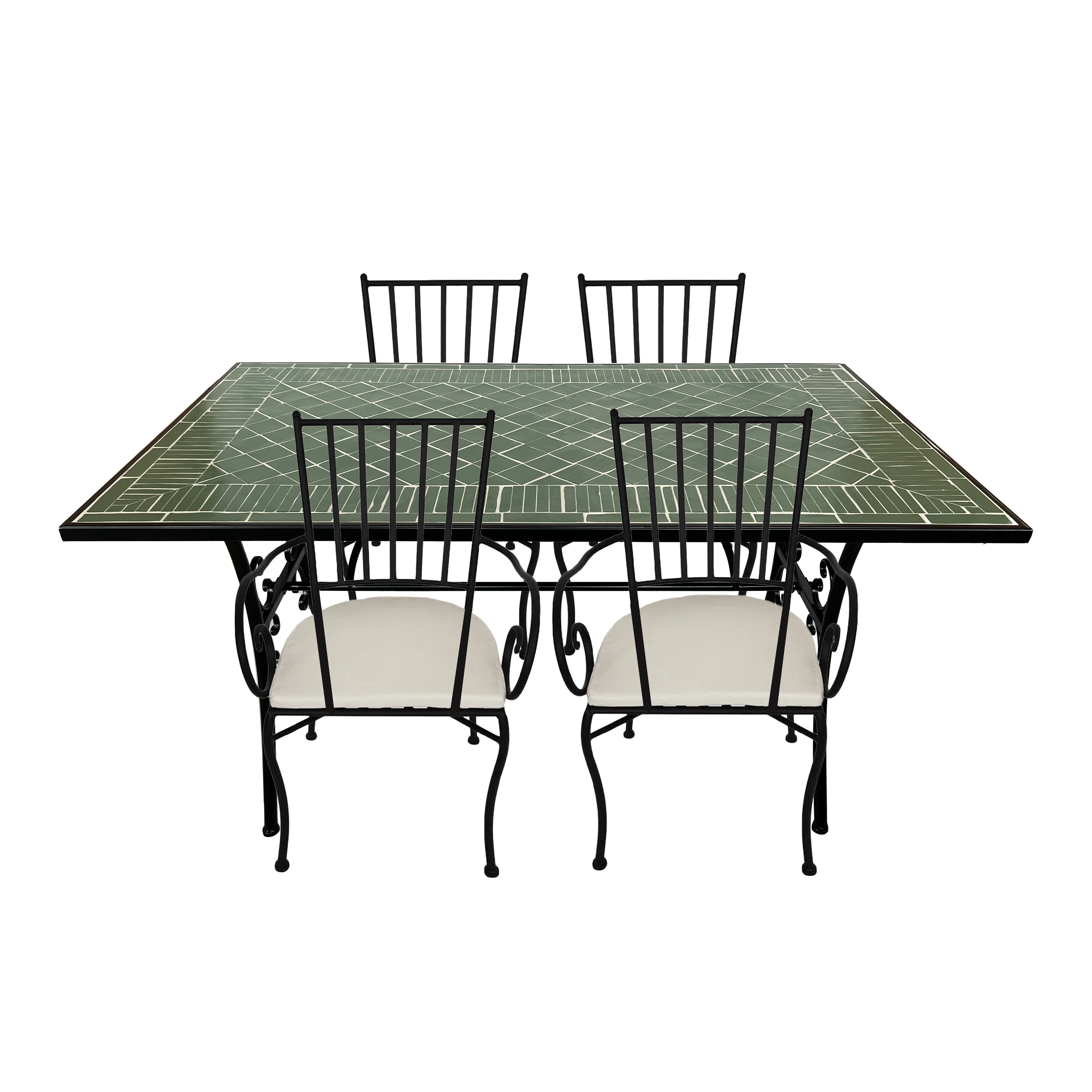 AXI Leonie Table et Chaise Bistrot, 4 Chaises 1 Table,  Ensemble Bistro Extérieur, Mosaique Vert foncé - Salon de Jardin Bistrot, Table Bistrot pour Jardin/Balcon/Terrasse