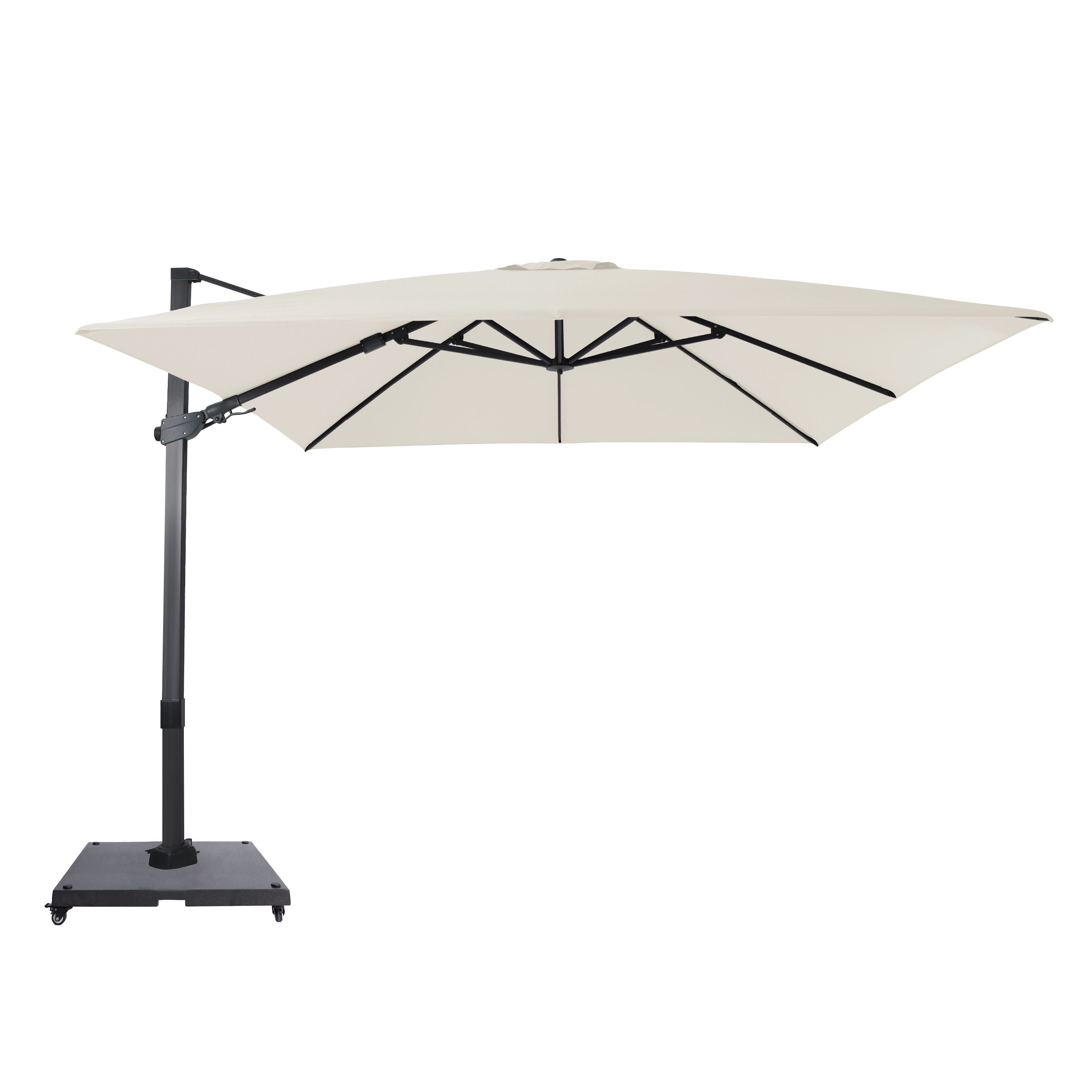 AXI Apollo Parasol Déporté Anthracite/beige, Lot Complet - Rectangulaire 300x300 cm - Structure aluminium - Avec roulettes et housse inclus