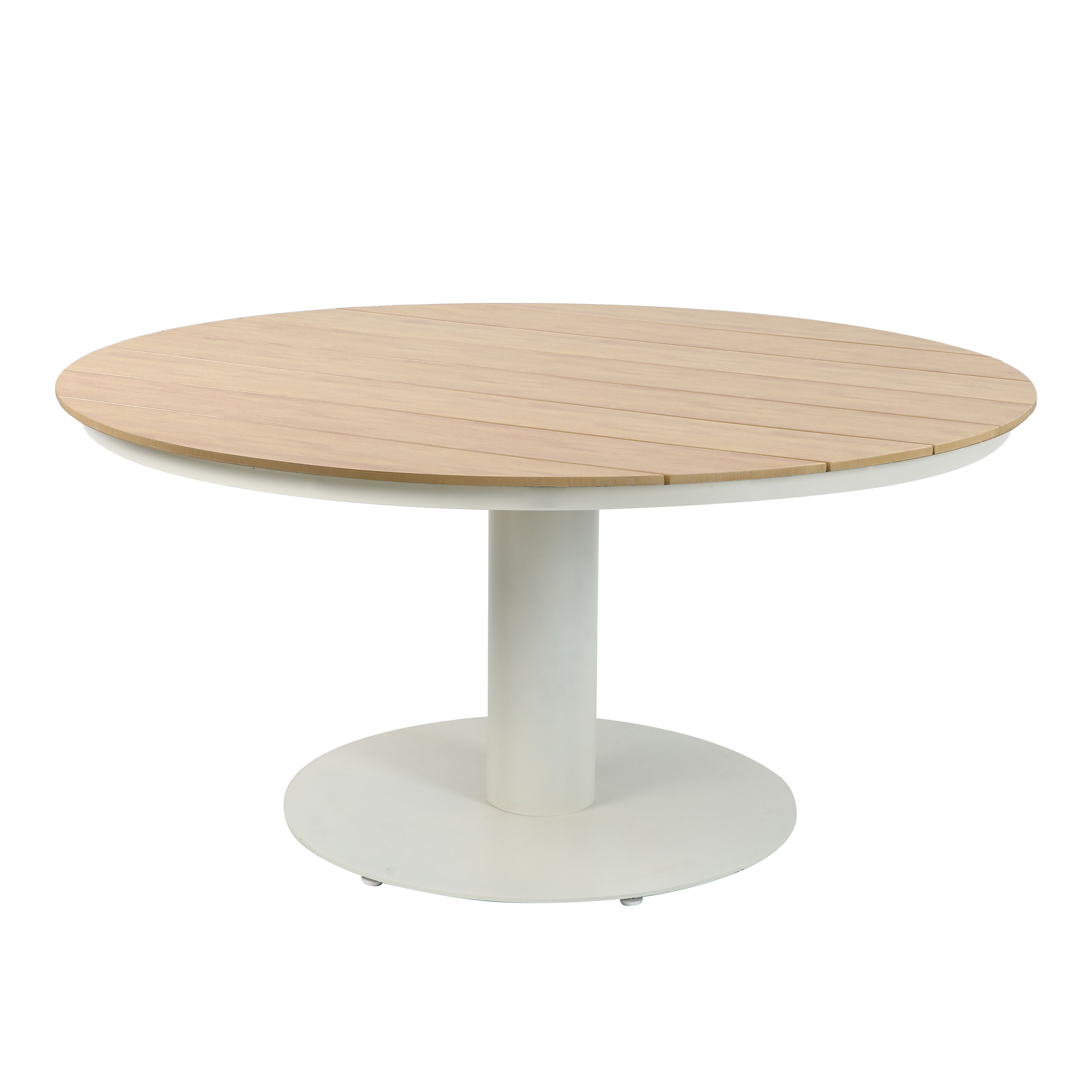AXI Jay Table de jardin ronde pour 6 personnes - Beige   Salon d'extérieur / Meubles en polywood aspect bois   Table à manger - 150 x 150 x 73 cm