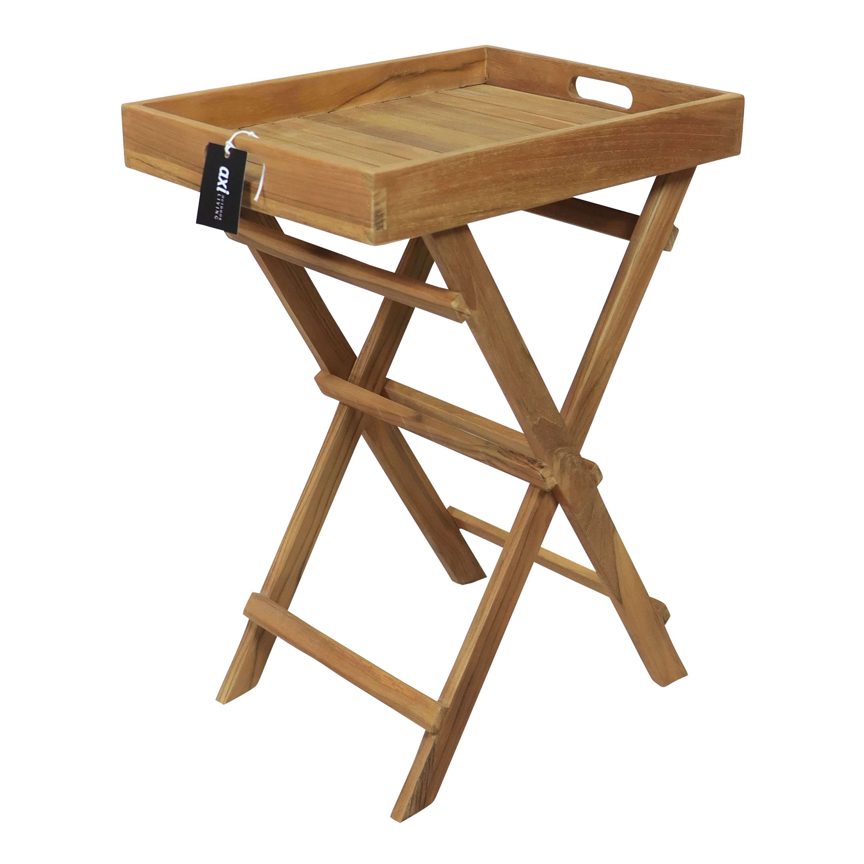 AXI Inda Table d'Appoint en Bois de Teck avec Plateau aAmovible, Pliable, Basse   Petit Meuble pour Jardin, Balcon, Terrasse   39 x 29 x 50 cm
