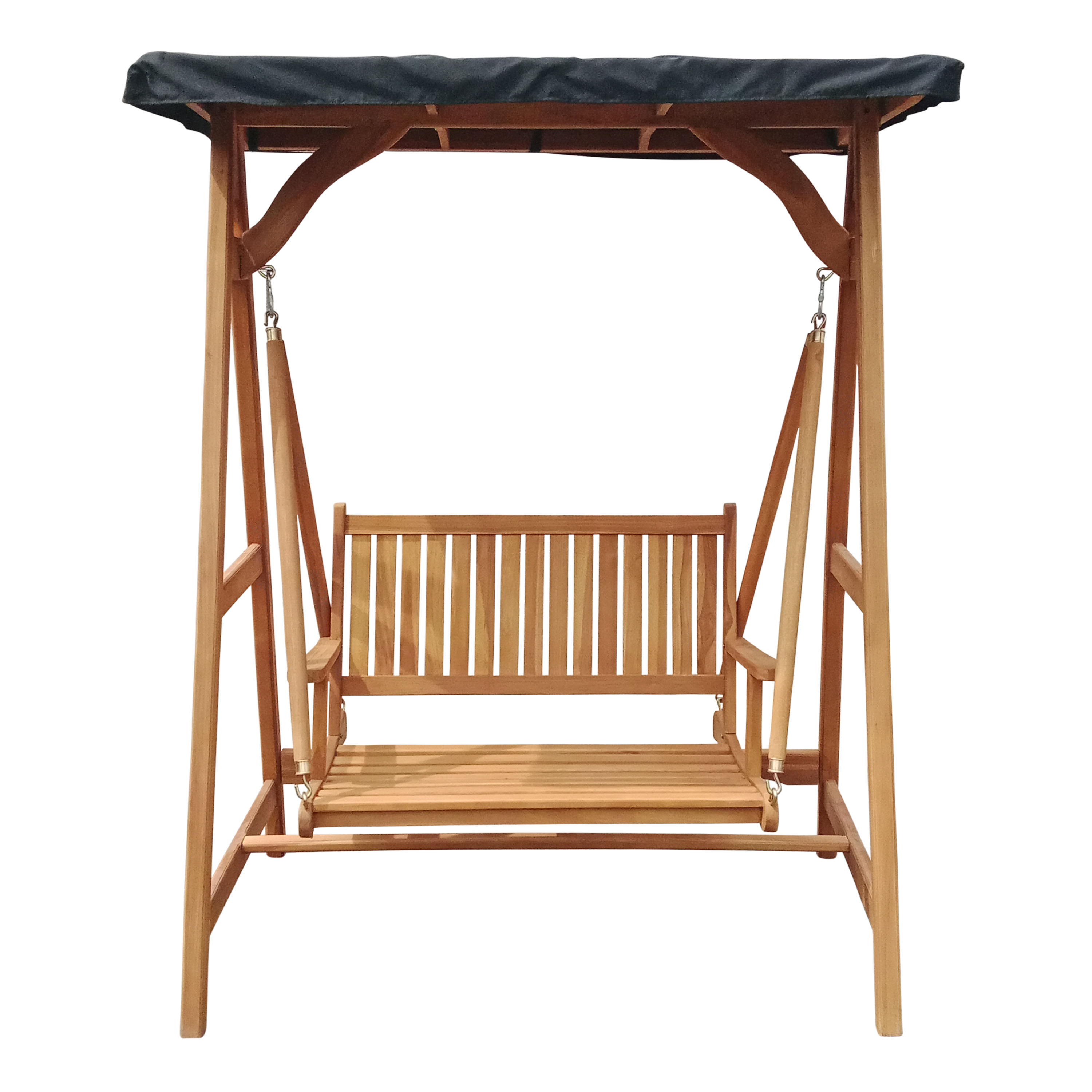 AXI Kari Balançelle de Jardin en Bois de Teck Banc à Bascule avec Pare-Soleil et Accoudoirs Chaise Longue d'Extérieur / Pour 1 Personne Peut supporter jusqu'à 120 kg