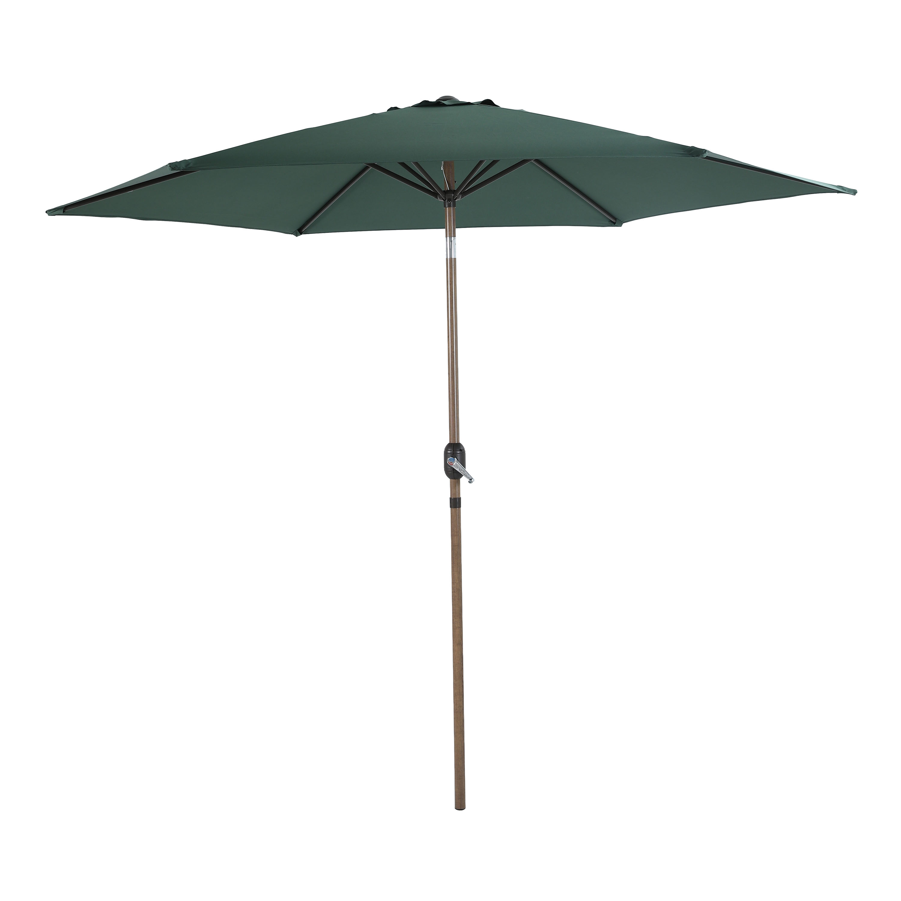 AXI Noor Parasol à Mât Central Rond, Ø 300 cm, en Acier, Aspect Chêne/Vert - Sans Pied   Pour le Jardin / Terrasse avec Structure Thermolaquée   Pliable